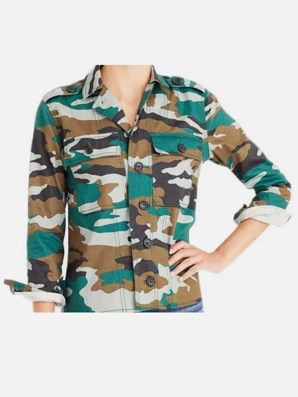 J. Crew Mercantile Camo Camouflage Utility Shirt Jacket Military Army size M